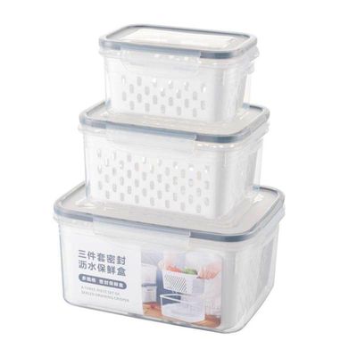 Kit 3 Potes Herméticos Com Cesto Escorredor