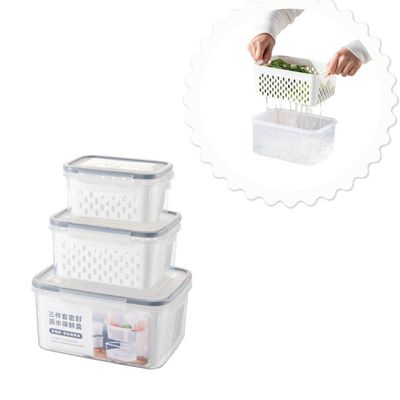 Kit 3 Potes Herméticos Com Cesto Escorredor