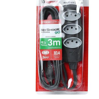 Extensao Noshock 90 Pp 3x0,75 2p+t 10a Grafite 3 Metros Dn1907