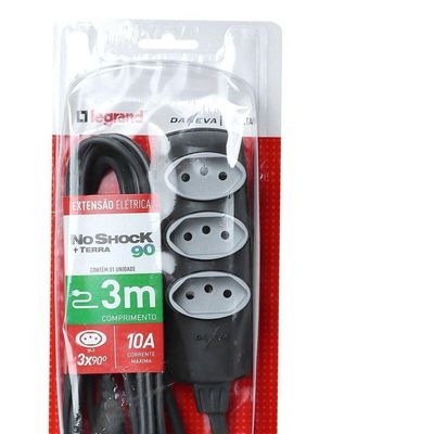 Extensao Noshock 90 Pp 3x0,75 2p+t 10a Grafite 3 Metros Dn1907