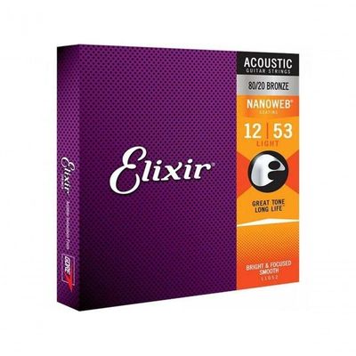 Encordoamento Para Violão .012 Light Nanoweb Elixir