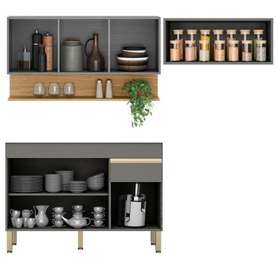 Cozinha Modulada 3 Pecas Balcao Pia Line Ktp Gris Cp Freijo