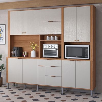 Cozinha Compacta Astra - 2,40m 10 Portas E 4 Gavetas - Lukaliam Móveis Jequitiba-areia Jequitiba-areia