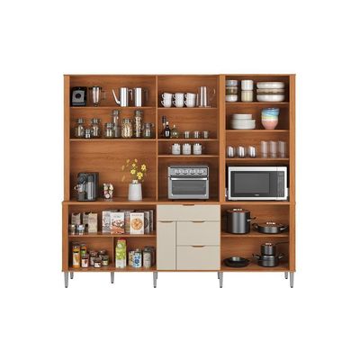 Cozinha Compacta Astra - 2,40m 10 Portas E 4 Gavetas - Lukaliam Móveis Jequitiba-areia Jequitiba-areia