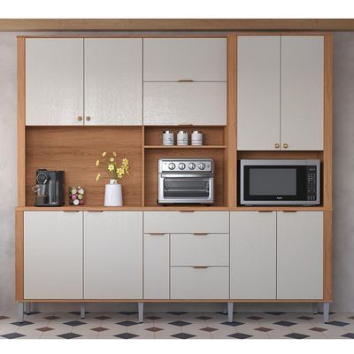 Cozinha Compacta Astra - 2,40m 10 Portas E 4 Gavetas - Lukaliam Móveis Jequitiba-areia Jequitiba-areia