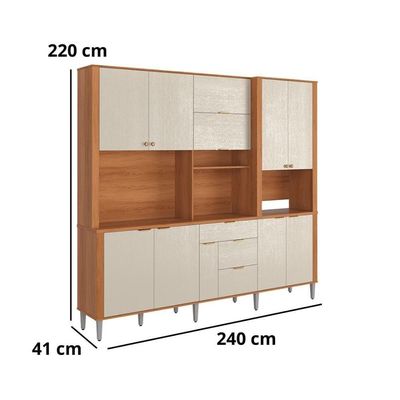 Cozinha Compacta Astra - 2,40m 10 Portas E 4 Gavetas - Lukaliam Móveis Jequitiba-areia Jequitiba-areia