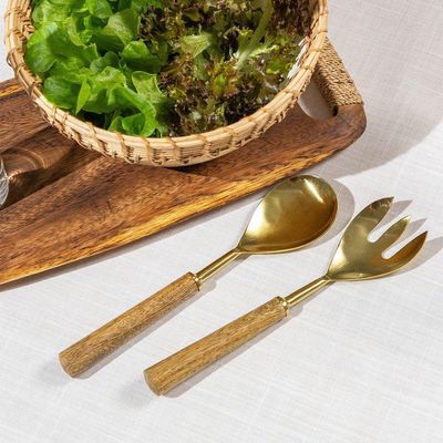 Conjunto De Talheres Copa E Cia Para Salada 2 Peças Garbo Goldwood