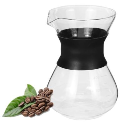 Cafeteira Vidro Inox Filtro Coador Passador Cafe 400ml Bule Jarra Manual Boro Borossilicato Drip