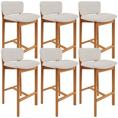 Kit 06 Banquetas Alta Para Cozinha Sala de Jantar Bar Dara L02 Bouclê Cru - Lyam Decor