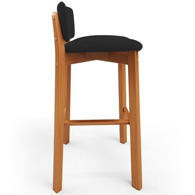 Banqueta Alta Para Cozinha Sala de Jantar Bar Dara L02 Suede Preto - Lyam Decor