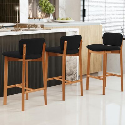 Kit 03 Banquetas Alta Para Cozinha Sala de Jantar Bar Dara L02 Bouclê Preto - Lyam Decor