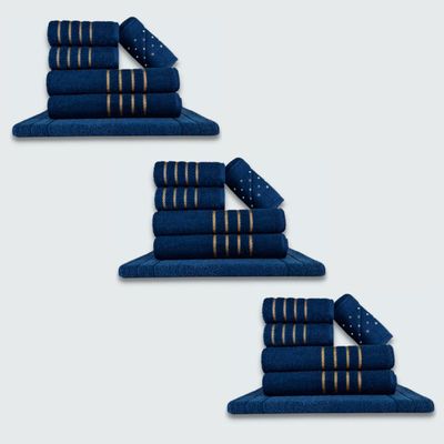 Jogo de Toalhas 18 pçs Coleção Montreal 100% Algodão Azul