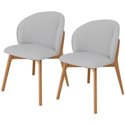 Kit 02 Cadeiras de Jantar e Estar Living Estofada Mia L02 Linho Cinza - Lyam Decor