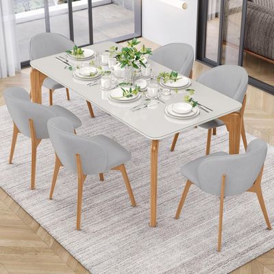 Kit 02 Cadeiras de Jantar e Estar Living Estofada Mia L02 Linho Cinza - Lyam Decor