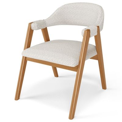 Kit 02 Cadeiras de Jantar e Estar Living Estofada Nadja L02 Bouclê Cru - Lyam Decor