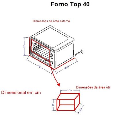 Forno Elétrico De Bancada 40Litros Fogatti Top 40Black Preto 110V