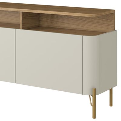 Rack Para Sala de Estar TV 75 Pol 4 Portas 180cm Pés Dourado Clio I03 Louro Luna - Lyam