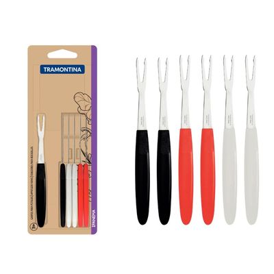 Conjunto 6 Garfos para Petiscos Garfinho para Aperitivos Porções Tramontina Ipanema Colorido