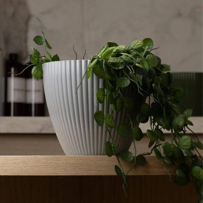 Vaso Para Flor Cachepot Névoa Cinza Plástico Lyor 17cx15cm Jardim Plantas