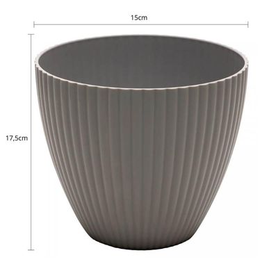 Vaso Para Flor Cachepot Névoa Cinza Plástico Lyor 17cx15cm Jardim Plantas