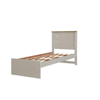 Cama Solteiro Alicante Off White Com Auxiliar Com Cabeceira