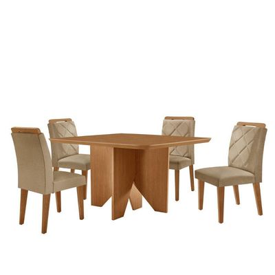 Mesa Evora 90 Mdf Canto Copo E Com 4 Cadeiras Melissa Turim 07 Naturalle