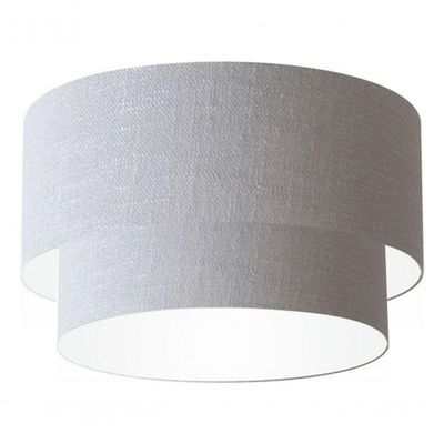 Plafon Duplo Cilíndrico Vivare Md-3045 Cúpula Em Tecido 40x35cm - Bivolt Rustico-cinza 127/220v