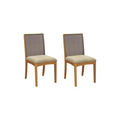 Par De Cadeiras Montadas Kappesberg Em Madeira Maciça Lara Boucle Bege Tela Chumbo