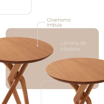 Mesa Bistro Ballare Tampo Redondo 60cm Moderna Mobília Imbuia Natural