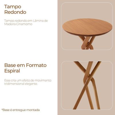Mesa Bistro Ballare Tampo Redondo 60cm Moderna Mobília Imbuia Natural