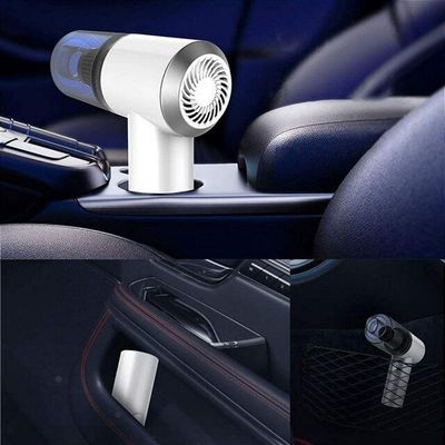 Mini Aspirador De Po Sem Fio Portatil Limpa Tudo Casa Carro Vacuo Branco