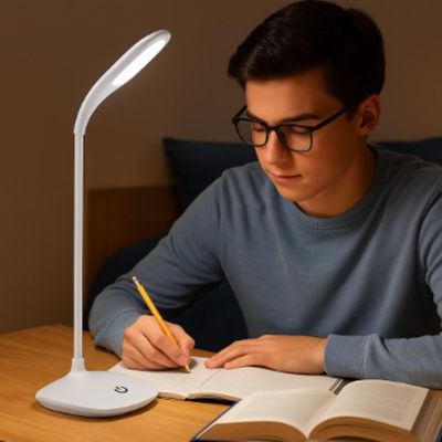 Luminaria Mesa Led Articulada Abajur Touch Flexivel Branca Leitura Estudo Trabalho Quarto Escritorio