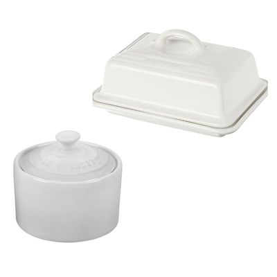 KIT LE CREUSET MANTEIGUEIRA ESTILO EUROPEU 17,5CM E AÇUCAREIRO 300ML Branco
