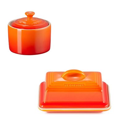 KIT LE CREUSET MANTEIGUEIRA ESTILO EUROPEU 17,5CM E AÇUCAREIRO 300ML Branco
