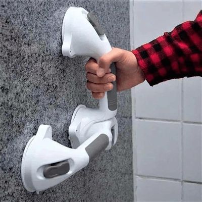 Barra Apoio Tripla Suporte Banheiro Deficiente 2 Em 1 Ventosas Resistente Alca Banho Idoso Ventosa