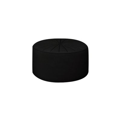 Puff Decorativo Sala De Estar Round Veludo Preto - Gran Belo