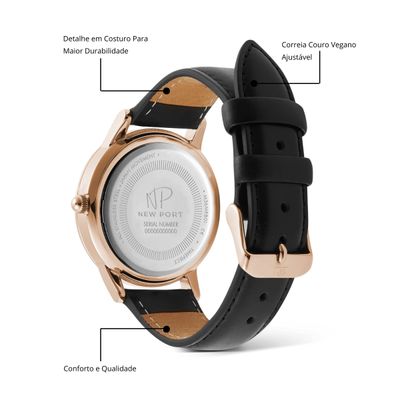 Relógio de Luxo Feminino Clássico Analógico Casual New Port