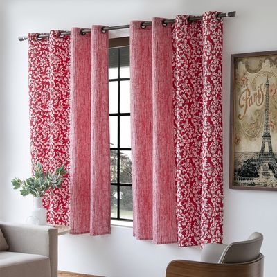Cortina Quarto Sala 2,0x1,80m Alice Linha Combinada Sultan Vermelho