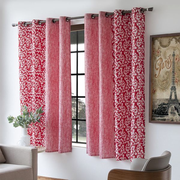 Cortina Quarto Sala 2,0x1,80m Alice Linha Combinada Sultan Vermelho