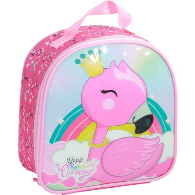 Kit Mochila Infantil Estojo e Lancheira Flamingo Rosa - Yepp