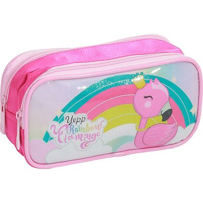 Kit Mochila Infantil Estojo e Lancheira Flamingo Rosa - Yepp