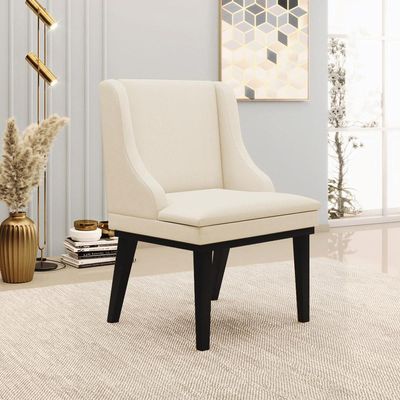 Kit 2 Cadeiras Decorativas Sala de Jantar Base Fixa de Madeira Firenze Linho Bege/Preto G19 - Gran Belo
