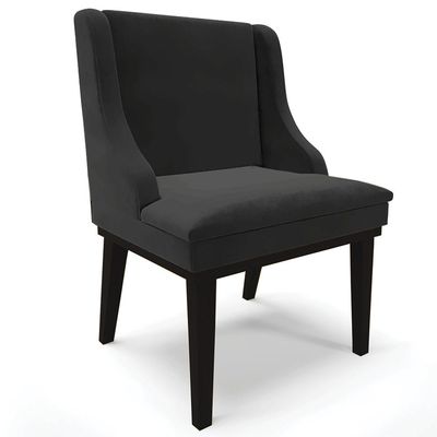 Cadeira Decorativa Sala de Jantar Base Fixa de Madeira Firenze Veludo Preto G19 - Gran Belo