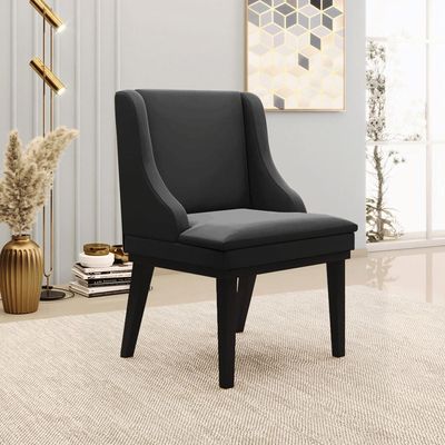 Cadeira Decorativa Sala de Jantar Base Fixa de Madeira Firenze Veludo Preto G19 - Gran Belo