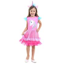Fantasia Infantil - Unicórnio Faces Luxo - Tamanho G (9 a 12 anos) - 30515 - Sulamericana