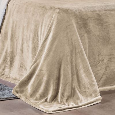Cobertor Fênix King Sherpa Pele de Carneiro + Mantinha Flannel 1 Peça - Cáqui