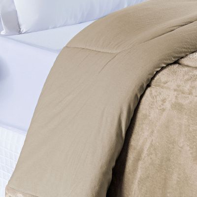 Coberdrom Allure Queen Dupla Face Manta Plush + Malha 1 Peça - Cáqui