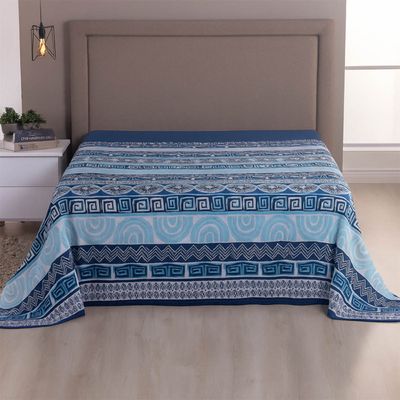 Lençol de Cima Avulso Luar Estampado Queen 01 Peça Malha 100% Algodão - Azul Marinho Geométrico