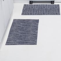 Kit Passadeira Tapete Cozinha 3 Peças Jacquard Base Antiderrapante - Marinho