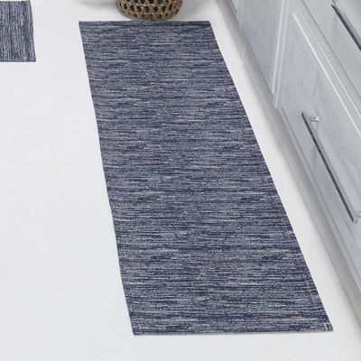 Kit Passadeira Tapete Cozinha 3 Peças Jacquard Base Antiderrapante - Marinho